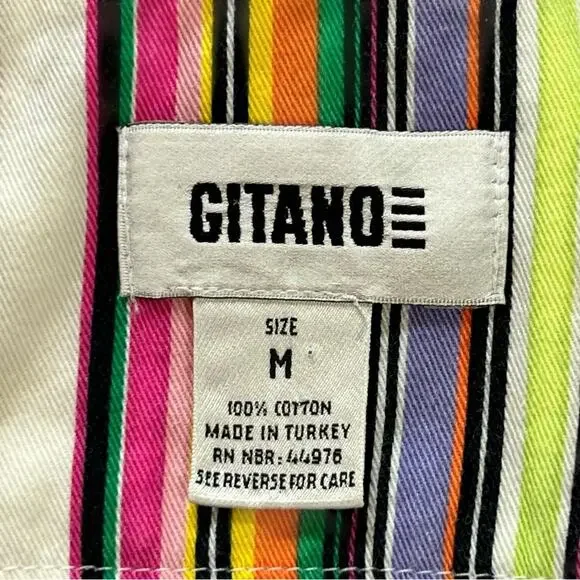 VINTAGE GITANO Multi Color Striped Cotton Bustier Top | S | 80s Retro Streetwear - Picture 10 of 13